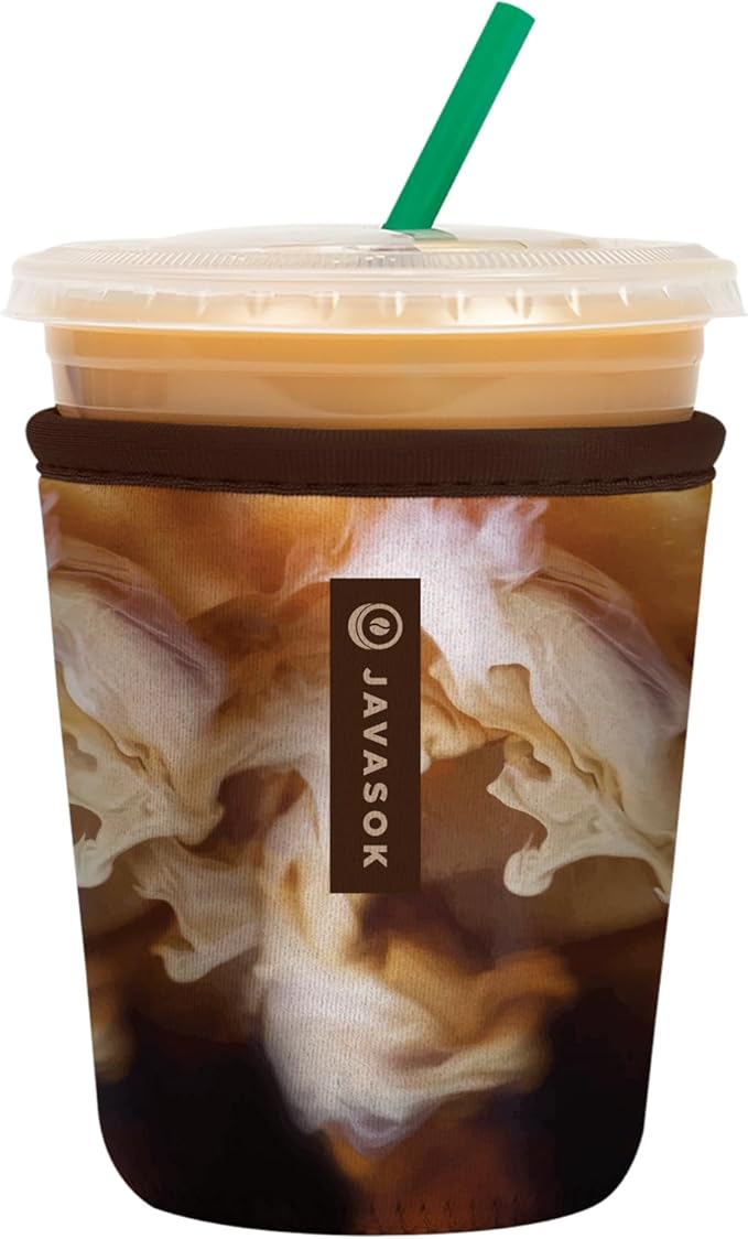 Sok It JavaSok Iced Coffee & Cold Soda Insulated Neoprene Cup Sleeve (Coffee on Coffee, Small: 16-20oz)