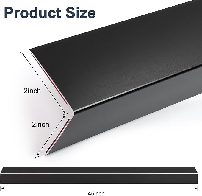 4PCS 45" Black Metal Corner Protectors, Aluminum Self Adhesive Corner Guards, Metal Wall Edge Protector Strip, Furniture Corner Protectors, Wall Cabinet Baseboard Decoration 45" x 2"