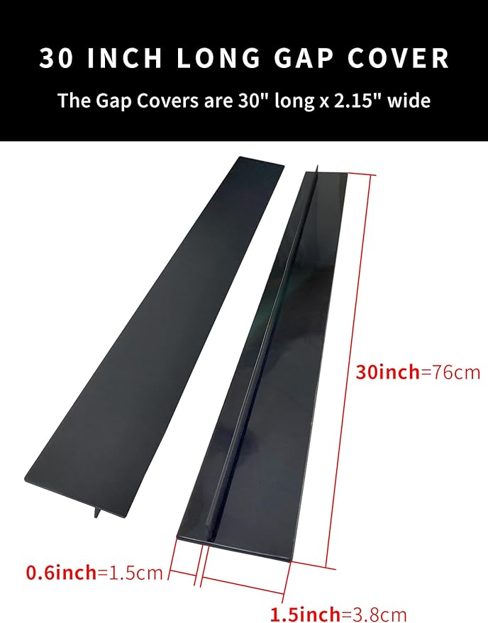 Donpearl 30 inch Black Stove Gap Covers (2 Pack), Silicone Gap Filler for Stove and Counter, Oven Edge Side Gap Guards, Kitchen Range Crumb Catcher Strips between Stovetop and Countertop