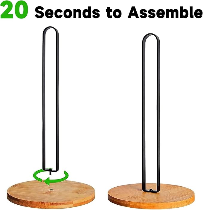 TONLEA Wooden Paper Towel Holder Countertop, Kitchen-Towel-Holder FreeStanding with Non-Slip Base for Bathroom
