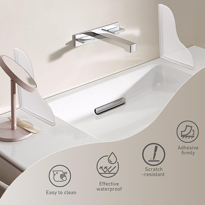 Shower Splash Guard Kit, Large Splash Guards for Bathtub Waterproof Self-Adhesive Shower Corner Guards to Keep Water in Shower or Bath, Pack of 2 (9.1 x 7.1 inches)