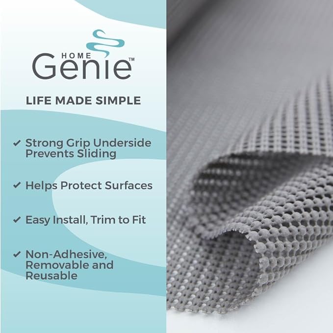 HOME GENIE Shelf Drawer and Cabinet Liner, Durable with Strong Grip, 20 in x 20 FT, Non Adhesive Liners Protect Kitchen Cabinets and Cupboard, Pantry, Bathroom Drawers and Shelves, Desks, Soft Gray