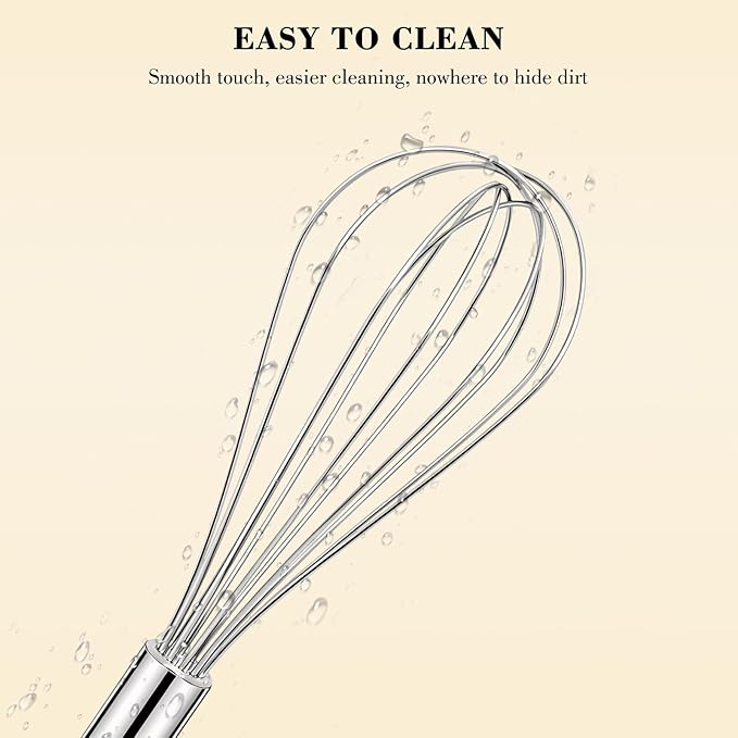 NileHome Stainless Steel Whisk 10" Kitchen Whisk Wisking Tool Kitchen Wisk Wire Whisks for Cooking, Whisking, Blending, Beating, Stirring