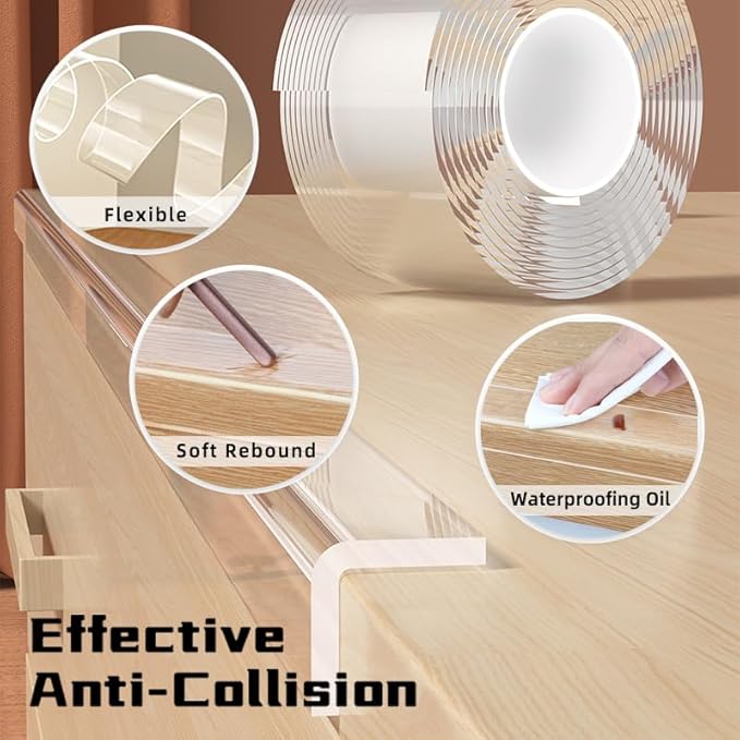 1.4 in x 13.12 ft,Clear Soft Corner Protectors for Furniture Strip,Sharp Edge & Table Bumper,Window Edge,Wall Protector, Soft Corner Guards Safe for Proof,Table Corner Protectors in Family, 2 Rolls