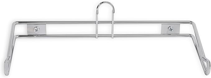 Grocery Bag Holder - Chrome Plated Wall Mount Storage Organizer for T-Shirt Plastic Bags, 6 Inch Dispenser Rack for Carrier Bags (2 Pack)