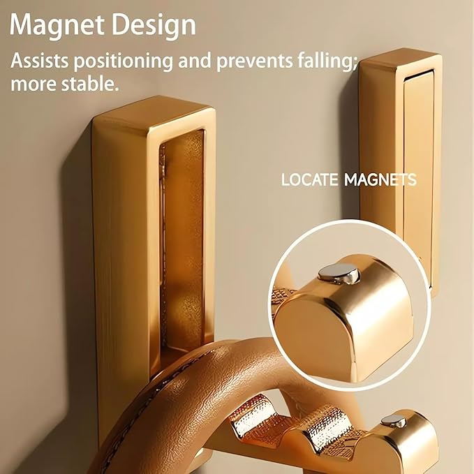 Gold Hooks for Wall Folding Coat Hook Folding Wall Hooks Up to 55 lbs Heavy Duty Space-Saving Easy Installation Metal Foldable Hook Wall Mount for Hanging Coats, Hats, Keys, Bags (2PCS - Gray)