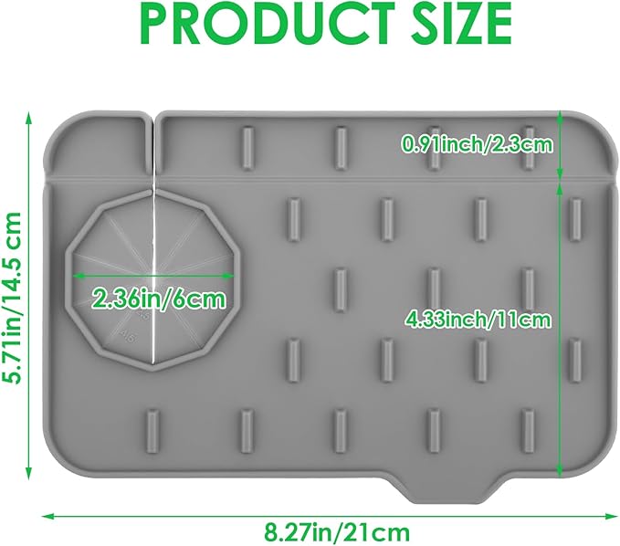 Sink Faucet Splash Guard Mat Silicone Soap Dish Pad Faucet Handle Drip Catch Sponge Holder Sink Protector Trays for Bathroom Kitchen Countertop Gadgets Accessories 8.3 x 5.7 Inch