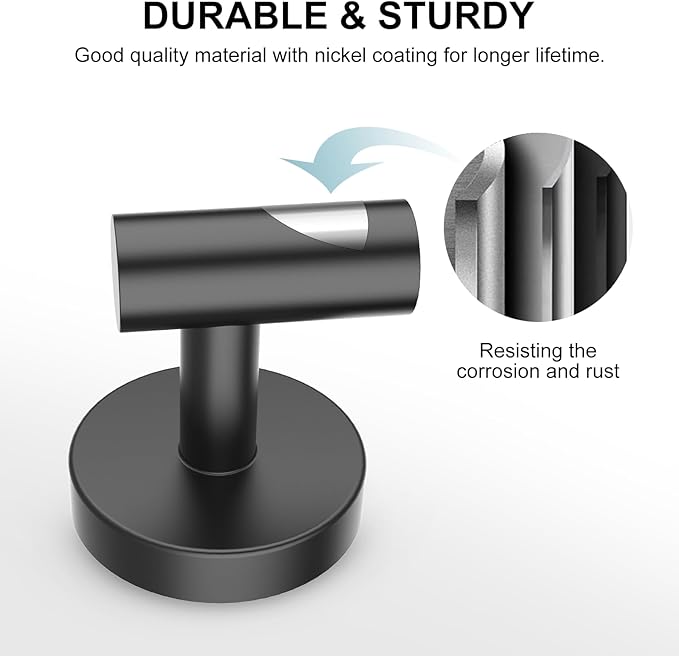 SetSail Towel Hooks for Bathrooms 2 Packs Screw-in Matte Black Bathroom Towel Hook Wall Mounted Stainless Steel Shower Towel Hooks for Coat Hanging, Drilling Hole