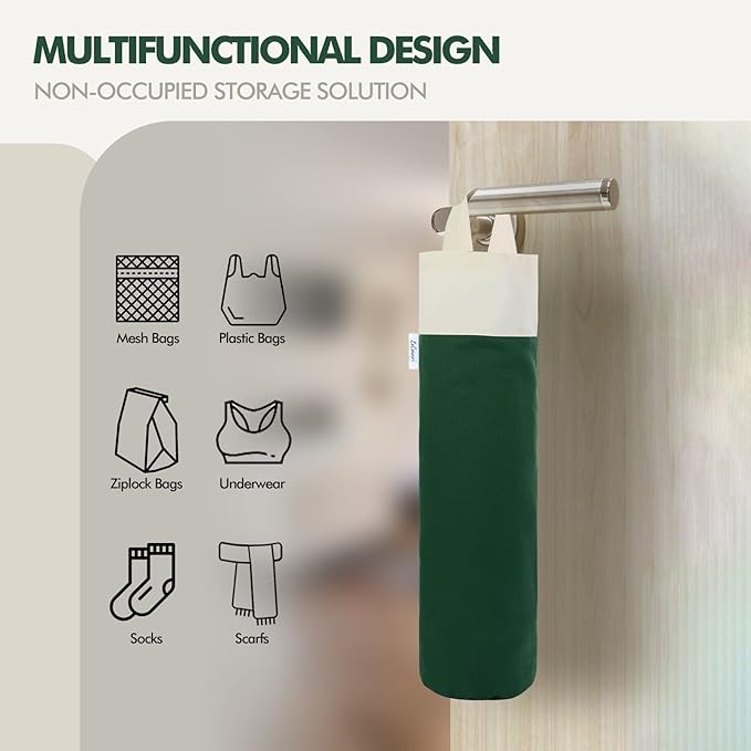 Plastic Bag Holder, Wall Mount Grocery Bag Holder for Plastic Bags Storage, Cotton Shopping Garbage Sack Organizer, Large Trash Bag Dispenser for Home Kitchen Decor