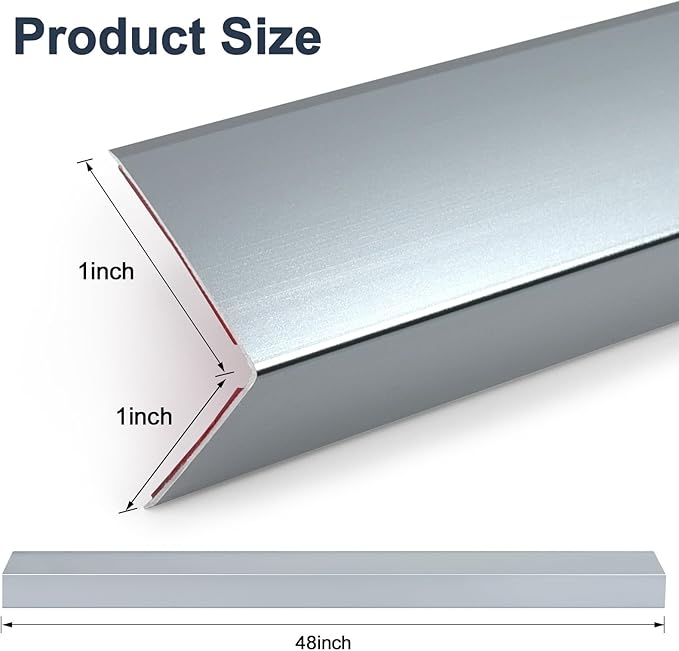10PCS 48" Metal Corner Protectors, Aluminum Self Adhesive Corner Guards, Metal Wall Edge Protector Strip, Furniture Corner Protectors, Wall Cabinet Baseboard Decoration 48" x 1" (Gray Blue)