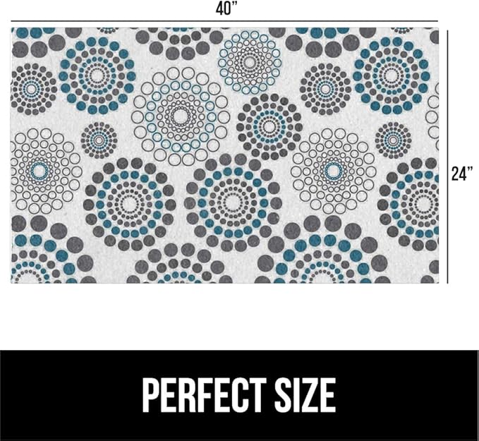 GORILLA GRIP LeakGuard Non-Adhesive Under Sink Mat for Kitchen Cabinet, 24x40, Waterproof Quick Dry Shelf Liner, Durable Absorbent Felt Mats for Bathroom Sink, Cabinets, Dresser, Spiral Gray Turquoise