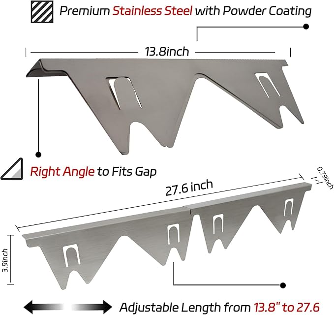 Stainless Steel Stove Counter Gap Cover (2 Pack), Oven Gap Filler, Stove Gap Filler for Kitchen, Range Trim Kit, Easy Clean with Heat Resistant, Adjustable Length 13.8” to 27.6” 1