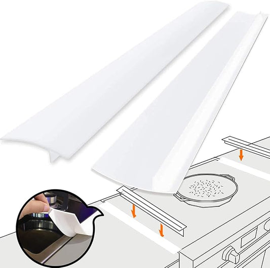 Silicone Gap Cover, (2 Pack) Silicone Gap Stopper Kitchen Stove Counter Gap Covers - Flexible Stove Space Fillers, Food Grade (21inches, White)