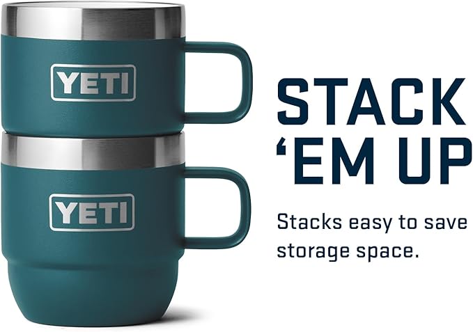 YETI Rambler 6 oz Stackable Mug, Stainless Steel, Vacuum Insulated Espresso/Coffee Mug, 2 Pack