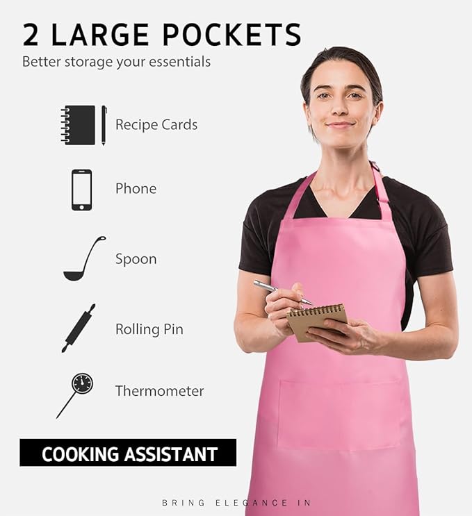 Syntus Apron for Men Women, Adjustable Cooking Kitchen Chef Aprons with 2 Pockets