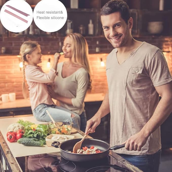 Silicone Stove Counter Gap Cover, The Heat Resistant Oven Gap Filler Seals Gaps Between Stovetop and Counter, Easy to Clean (Pink)