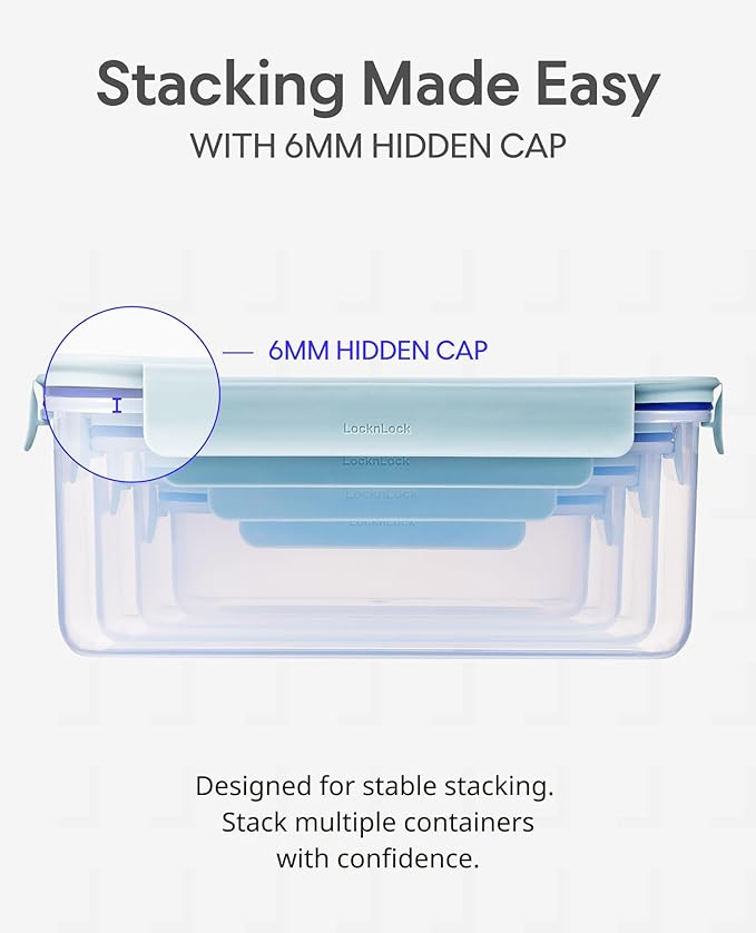 LocknLock Classic-Plus Plastic Food Storage Container | Airtight Plastic Food Storage Containers with Lids | BPA Free Stackable Food Storage for Meal Prep, Leakproof, Freezer & Dishwasher Safe, 420ml