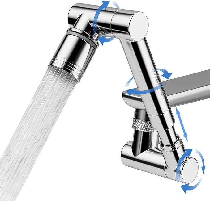 1440° swivel faucet extender, sink faucet aerator extender, swivel extendable filter, with 2 modes splash guard multi-functional universal mechanical arm suitable for kitchen/bathroom/toddlers