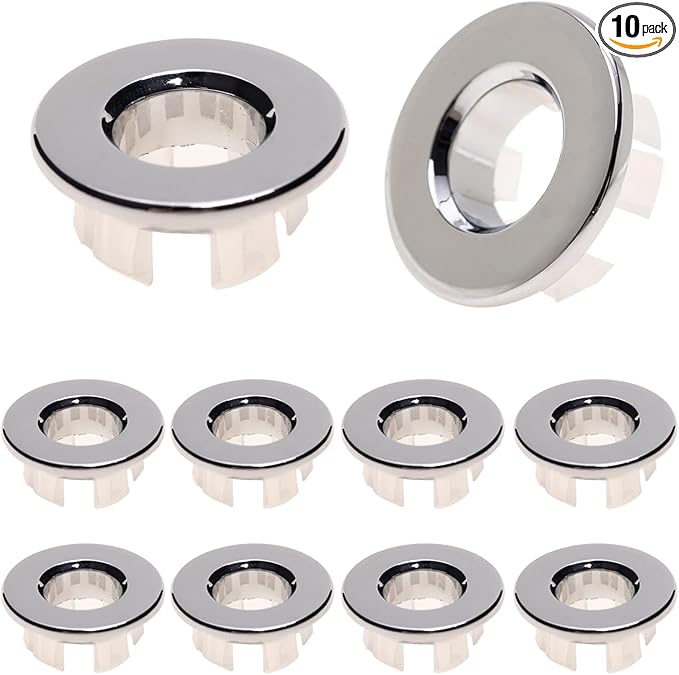 10Pcs Sink Overflow Cover Rings, 30mm / 1.18" Copper Electroplating Small Hole Sink Basin Trim Overflow Cover Hole Insert, for Home, Sinks, Bathroom, Kitchen (Type-B)