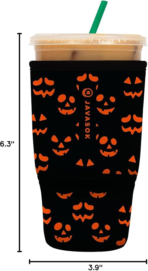 Sok It JavaSok Iced Coffee & Cold Soda Insulated Neoprene Cup Sleeve (Fright Night Lights, Large: 30-32oz)