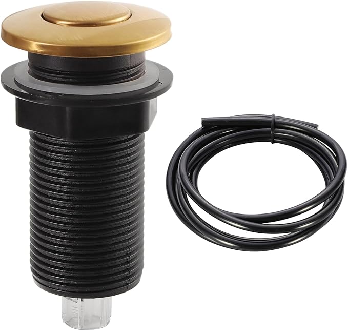 RQYEKDO Garbage Disposal 2.5" Air Switch Kitchen Sink Top Long Stainless Steel Brushed Nickel Long for Food and Waste Disposal On/Off Air Button Parts Gold