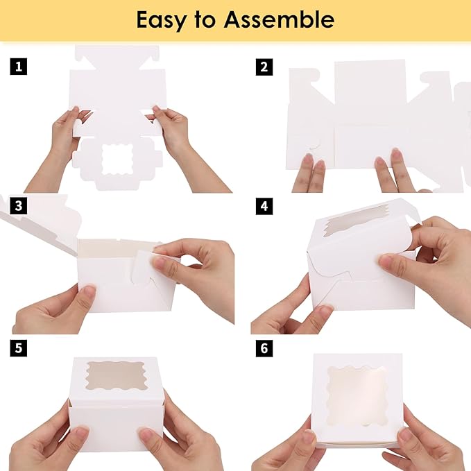 Moretoes 250pcs White Mother's Day Cookie Boxes with Window,4x4x2.5 Inch Small Bakery Boxes, for Small Cake, Treats, Donuts, Candy