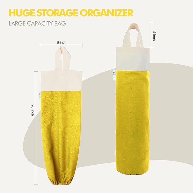 Plastic Bag Holder, Wall Mount Grocery Bag Holder for Plastic Bags Storage, Cotton Shopping Garbage Sack Organizer, Large Trash Bag Dispenser for Home Kitchen Decor
