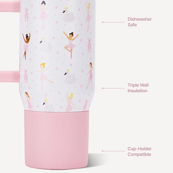 HydroJug Kids - 20 oz Insulated Kids Water Bottle with Flip Straw & Handle | Leak-Proof & Durable | Perfect for School, Sports, Lunch, Travel & Camp, Ballerina
