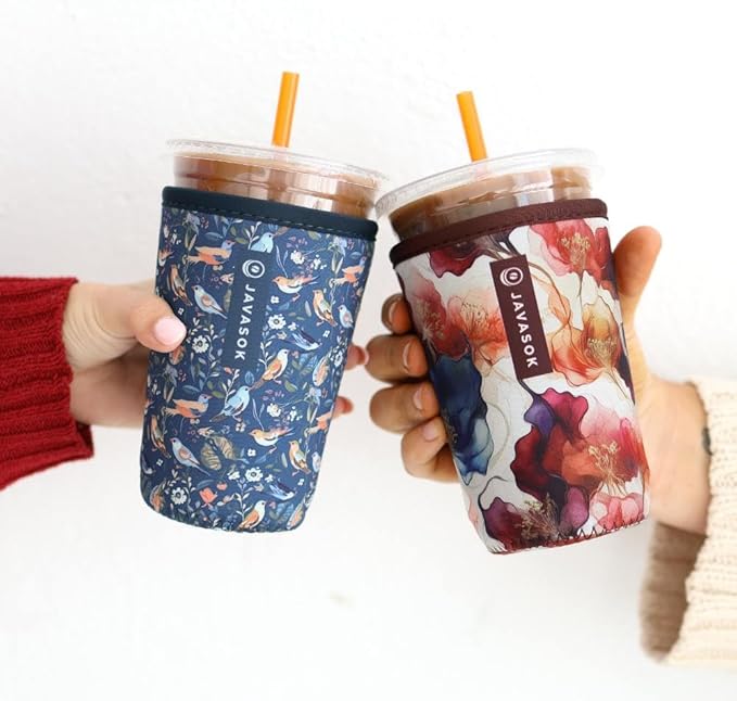 Sok It JavaSok Iced Coffee & Cold Soda Insulated Neoprene Cup Sleeve (Early Birds, Small: 16-20oz)