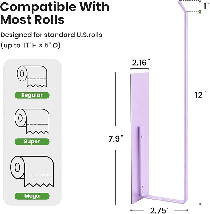 Magnetic Paper Towel Holder for Fridge, Toilet Paper Roll Holder Magnetic Paper Towel Rack Wall Mount Fridge Organizer for Papers Towel Roll Bathroom Toilet Garage RV Decor Kitchen Organization Purple