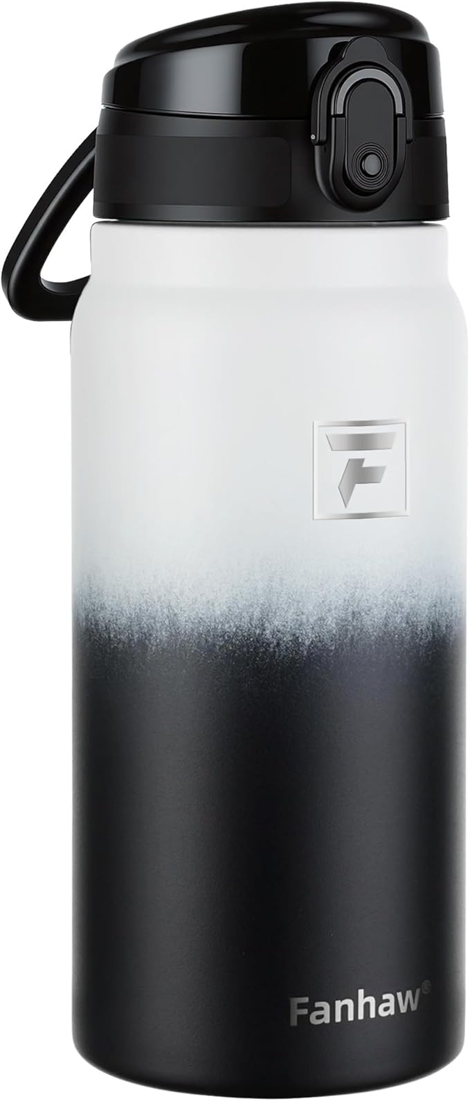 Fanhaw 20 Oz Insulated Stainless Steel Water Bottle with Chug Lid – Wide Mouth, Leak-Proof, BPA-Free – Ideal for Kids, Adults, Sports, Gym, and Outdoor Use (White Black)