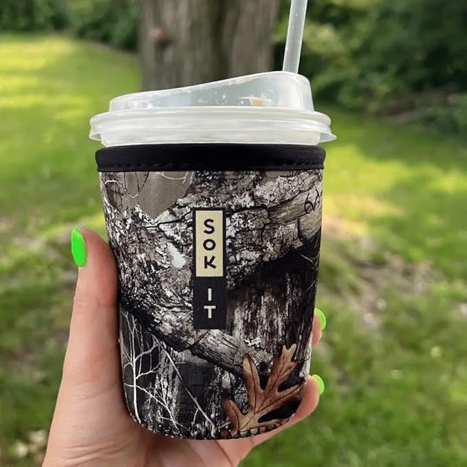 Sok It JavaSok Iced Coffee & Cold Soda Insulated Neoprene Cup Sleeve (RealTree Edge Camouflage, Small: 16-20oz)
