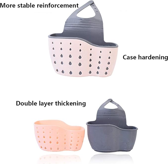 YYaaloa Sink Basket Sink Strainers Basket Kitchen Drain Shelf Sink Storage Holder (style 2- Pink)