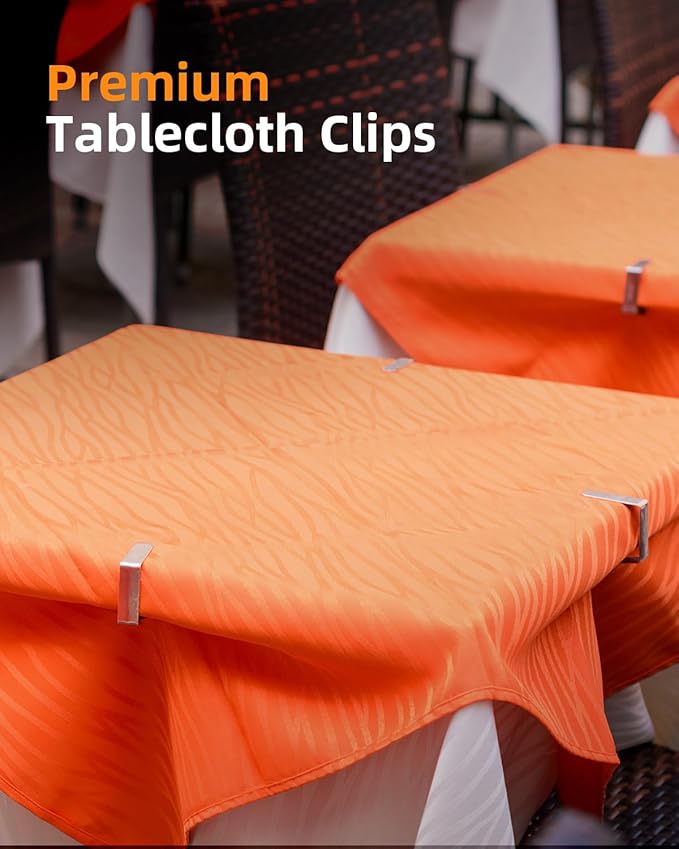 Tablecloth Clips for 3'' Thick Tables - 24 Pack Heavy Duty Stainless Steel Picnic Table Cover Clamps, Silver