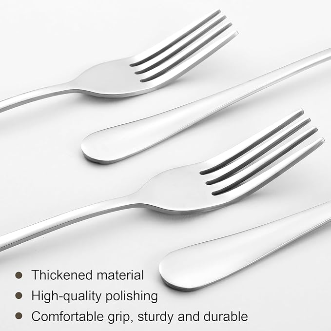 8 Pcs Dinner Forks Set, Food Grade Stainless Steel Forks Silverware, Metal Fork, Flatware Fork for Home, Kitchen or Restaurant, Mirror Polished, Dishwasher Safe, 7.3 Inches