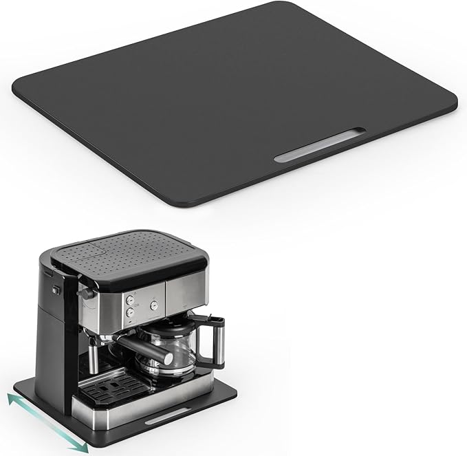 ANBOXIT Metal Appliance Slider, Sliding Tray for Coffee Maker,360° Effortless Movement,Small Appliance Rolling Tray for Counter, Coffee Pot Slider, Wide - Large (13"D x 16"W)