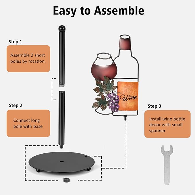 Wine Paper Towel Holder Countertop - Grape&Wine Decor Gifts, Cute Rustic Country Vintage Farmhouse Kitchen Decorations, Roll Dispenser with Weighted Base