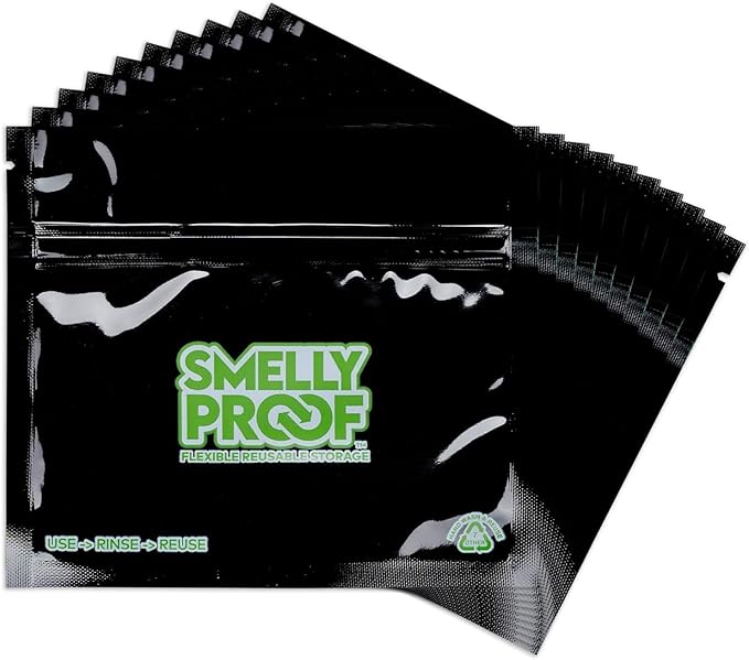 Smelly Proof Reusable Food Storage Bags, Reusable Sandwich Bags, Reusable Freezer Bags, Black 4-Mil Thick, Heavy Duty, US-Made Non-Silicone, BPA Free, No PEVA, 6” x 4”, 50-Pack
