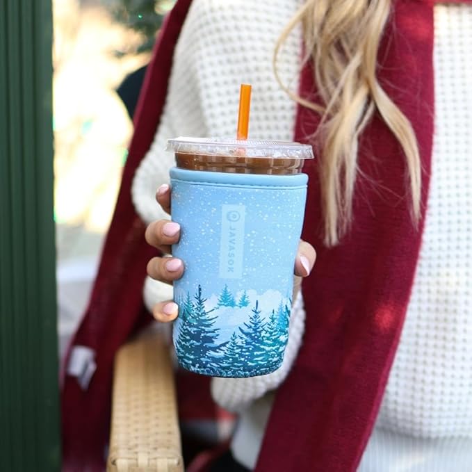 Sok It JavaSok Iced Coffee & Cold Soda Insulated Neoprene Cup Sleeve (Winter Wonderland, Medium: 22-28oz)