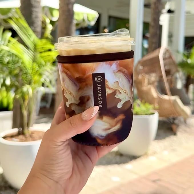 Sok It JavaSok Iced Coffee & Cold Soda Insulated Neoprene Cup Sleeve (Coffee on Coffee, Small: 16-20oz)