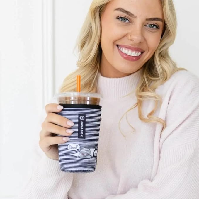 Sok It JavaSok Iced Coffee & Cold Soda Insulated Neoprene Cup Sleeve (Peek-A-BOO, Large: 30-32oz)