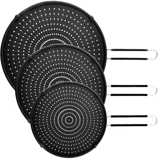 Silicone Splatter Screen for Frying Pan,Grease Splatter Guard,Heat-Resistant Splatter Guards for Cooking,Dishwasher Safe (9.8", 11.4", 13")