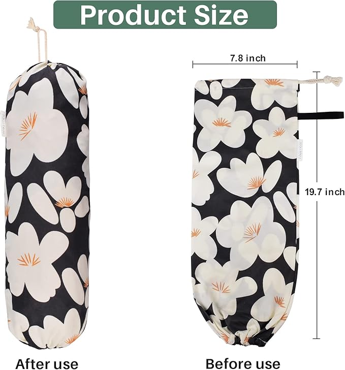 TOGETRUE Plastic Bag Holder, Lightweight Wall Mount Floral Grocery Bag Holder, Reusable Shopping Bag Storage Holder Organizer for Kitchen Pantry (Basic Black)