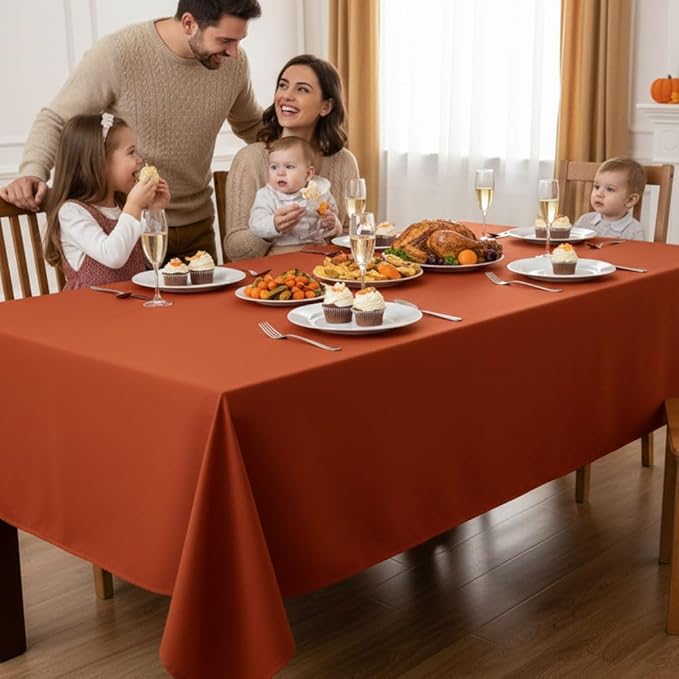 Fitable 6 Pack Rust 70?20 Inch Rectangle Tablecloth - Stain Resistant and Washable Table Cover, Polyester Fabric Table Cloth for Wedding, Party, Banquet, Formal Events