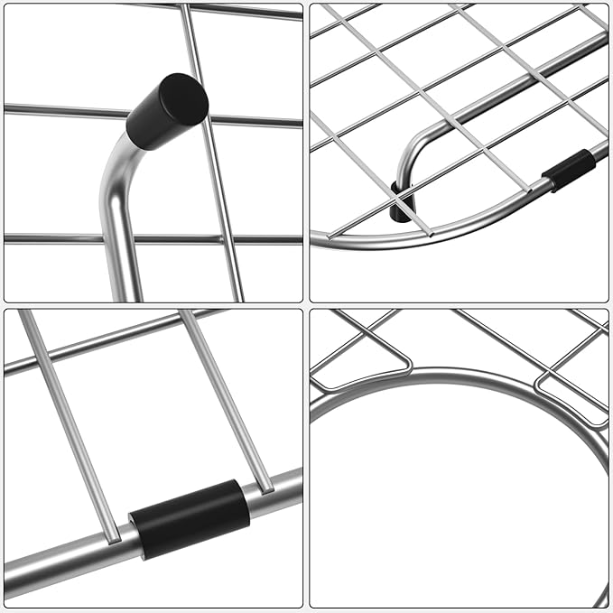 Sink Protector Grid 26-1/16" x 14-1/16", Centered Drain with Corner Radius 3-1/2", 304 Stainless Steel Material (Centered Drain) for Single Bowl Kitchen Sink