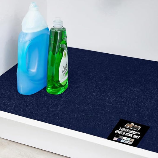GORILLA GRIP LeakGuard Non-Adhesive Under Sink Mat for Kitchen Cabinet, 24x40, Waterproof Quick Dry Shelf Liner, Durable Absorbent Felt Mats for Bathroom Sinks, Cabinets, Dresser, Easy to Trim, Navy
