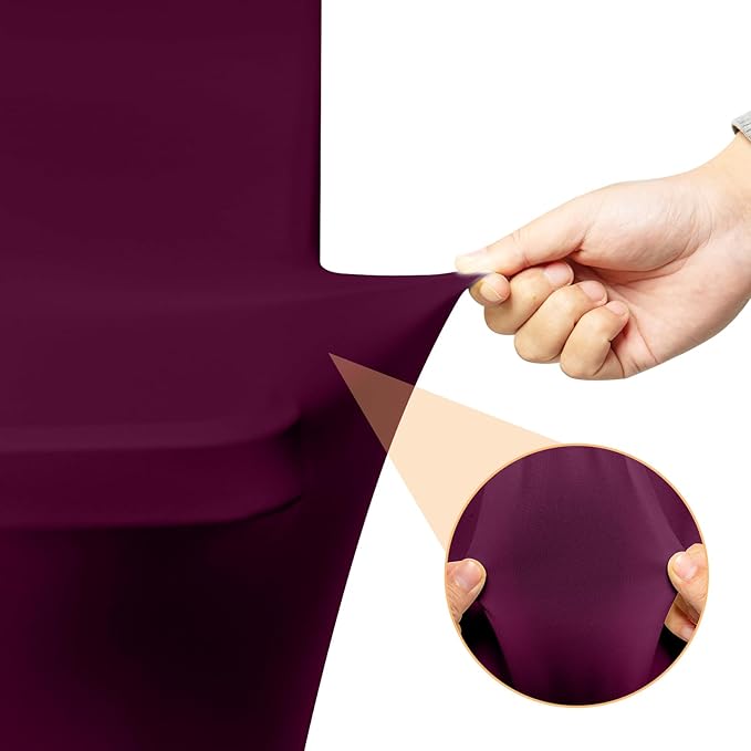 2 Pack 6 Feet Burgundy Spandex Tablecloth for Rectangular Tables, Fitted & Stretch, Washable, Wrinkle Resistant, Perfect for Event, Wedding, Party, Banquet, Cocktail, Festival, and Table Protector