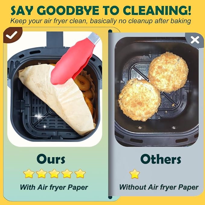 BYKITCHEN Small Air Fryer Liners for 1 to 3 QT Airfryer, Set of 200, 5.5in Mini Air Fryer Parchment Paper, Compatible with CHEFMAN 2 Quart, Cosori 2.1QT, Dash 2.6Qt, Instant Pot Vortex 2QT Airfryer