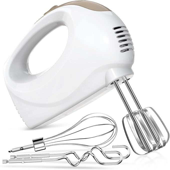 Showvigor Electric Hand Mixer, 5-Speed Handheld Mixer with Stainless Steel Whisk & Beaters, Lightweight Portable Kitchen Mixer for Baking, Mixing, and Cooking