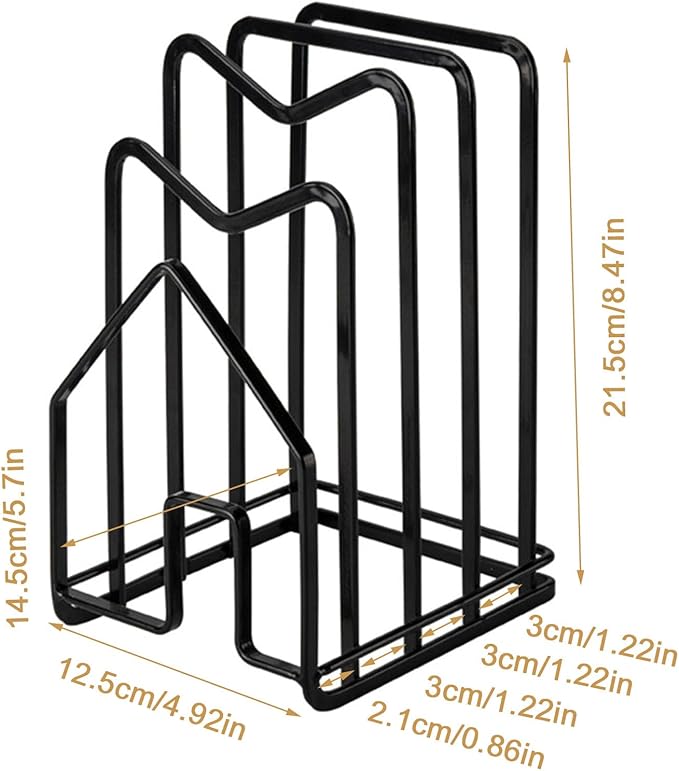 SUNFICON 2 Pack Cutting Board Racks Holders Pot Pan Lids Holders Chopping Board Organizers Thin Bakeware Trays Dry Display Stands Kitchen Countertop Cabinet Office Black